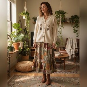 Vintage Knitted Cardigan Cottagecore